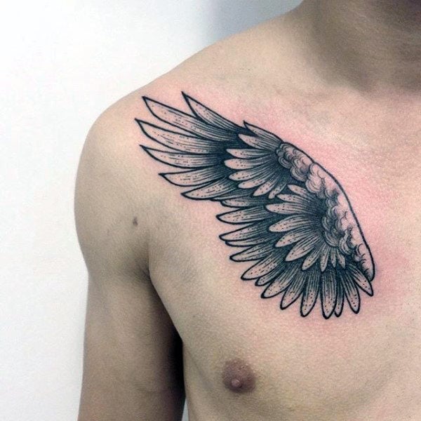 tatuaggio ali sul petto 75